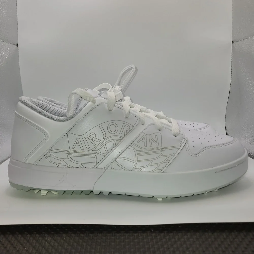 NIKE Jordan ADG 5 Golf Shoes Triple White Leather Spiked FZ4153-100 Mens 9.5